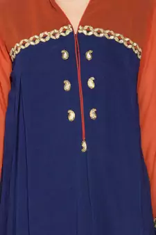 Navy Blue Embroidered Georgette Party Wear Kurti
