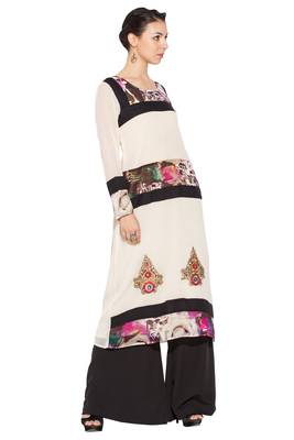 White Printed Georgette Party Wear Kurti 2