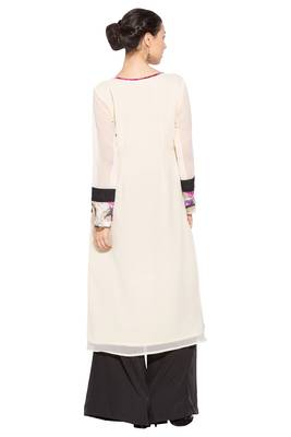 White Printed Georgette Party Wear Kurti 3