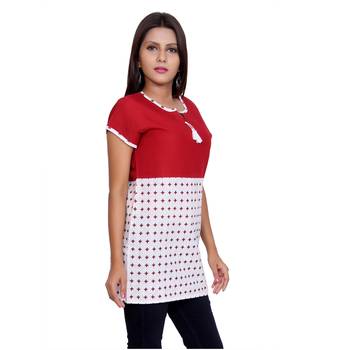 Women Maroon Printed Straight Kurta 2