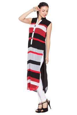 Red Printed Georgette Party Wear Kurti 2