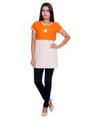 Women Orange Printed Straight Kurta