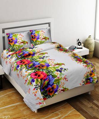 Multicolour Double Bed Sheet With Pillow Cover 1