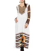 White Printed Cotton Party Wear Kurti