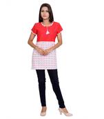 Women Red Printed Straight Kurta