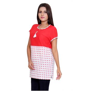 Women Red Printed Straight Kurta 3