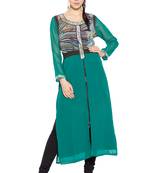 Green Printed Georgette Party Wear Kurti