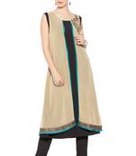 Beige Embroidered Georgette Party Wear Kurti