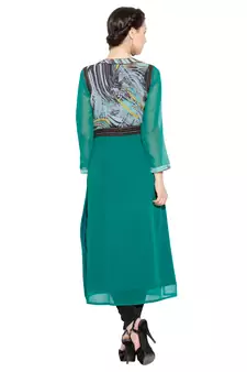 Green Printed Georgette Party Wear Kurti