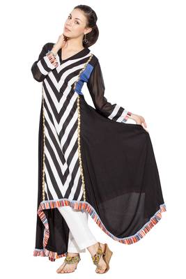 Black Printed Cotton Party Wear Kurti 2