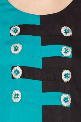 Blue Embroidered Cotton Party Wear Kurti 5