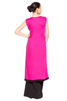 Pink Embroidered Cotton Party Wear Kurti 4