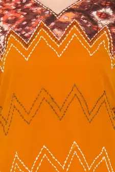Orange Embroidered Georgette Party Wear Kurti