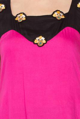 Pink Embroidered Cotton Party Wear Kurti 5