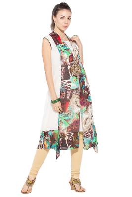 Multicolor Embroidered Georgette Party Wear Kurti 3