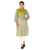 Women Green Printed Straight Kurta