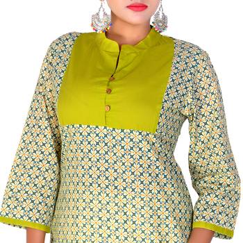 Women Green Printed Straight Kurta 3