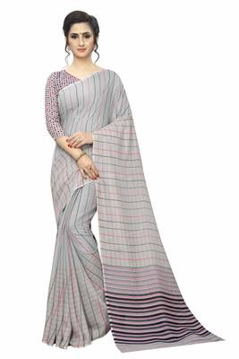 Red printed cotton saree with blouse 1