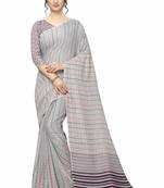 Red printed cotton saree with blouse