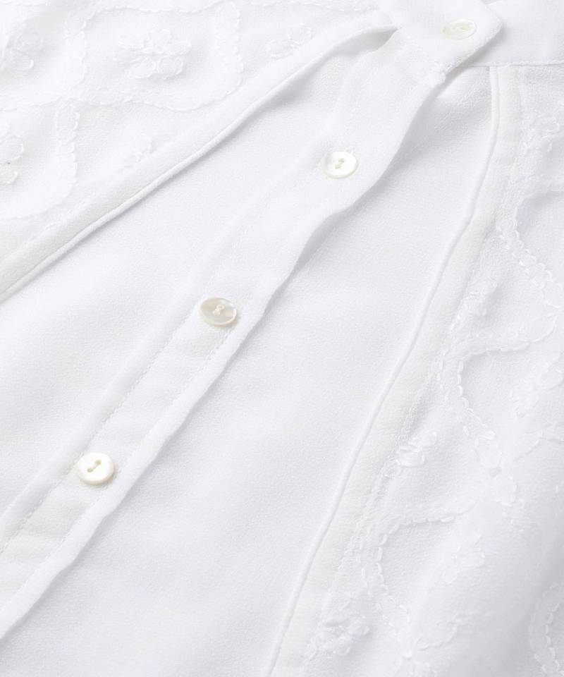 Ada Hand Embroidered White Georgette Lucknow Chikan Women Top - A100234