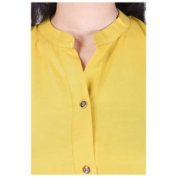 Women Mustard Embroidered Frontslit Kurta 2