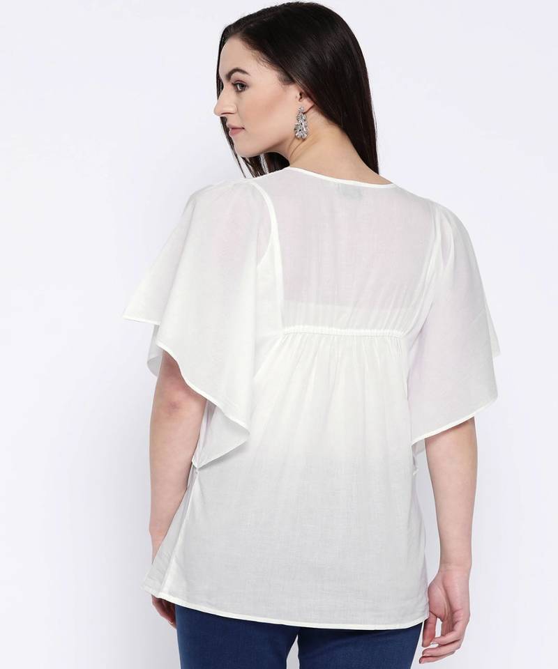 Hand Embroidered White Cotton Lucknowi Chikankari Indian Women Top