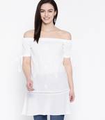 Hand Embroidered White Cotton Lucknow Chikankari Women Short Top