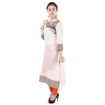 Women White Printed Straight Kurta 2