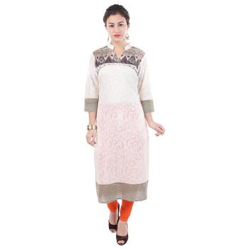 Women White Printed Straight Kurta 3
