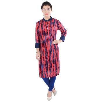 Women Peach Dyed Straight Kurta 1