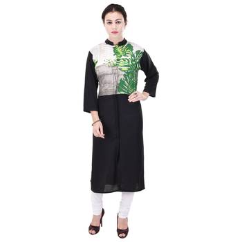 Black Rayon Straight Kurti 1