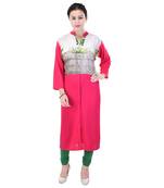 Women Pink Printed Straight Kurta