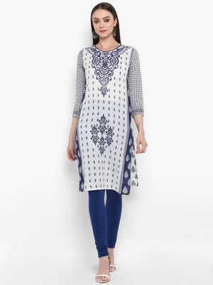 Women blue Printed Straight Kurta 1