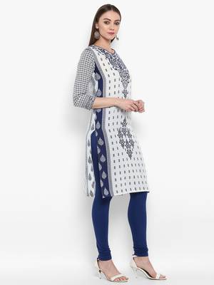 Women blue Printed Straight Kurta 2