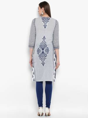 Women blue Printed Straight Kurta 3