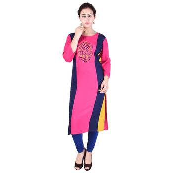 Women multicolor Colorblock Straight Kurta 2