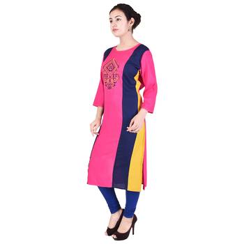 Women multicolor Colorblock Straight Kurta 3