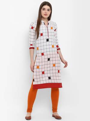 Women White Printed Straight Kurta 1
