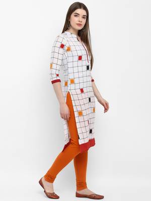 Women White Printed Straight Kurta 2