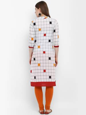 Women White Printed Straight Kurta 3