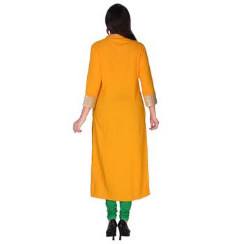Women Yellow Embroidered Straight Kurta 3