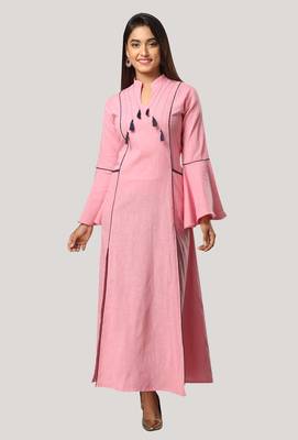 Pink Cotton Front Slit Kurti 1