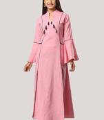 Pink Cotton Front Slit Kurti