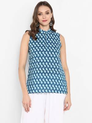 Women Sky blue Printed Straight Kurta 1
