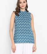 Women Sky blue Printed Straight Kurta