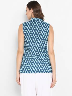 Women Sky blue Printed Straight Kurta 2