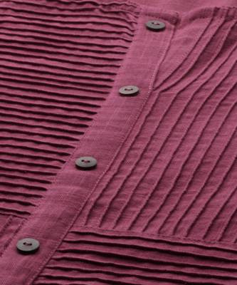 Women Pink Solid Straight Cotton Slub Kurta 4