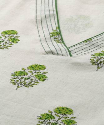 Women Off White Ethnic Motifs Straight Cotton Flex Kurta 4