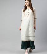 Women Off White Self Design Straight Chanderi Kurta