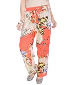 Orange printed cotton trousers